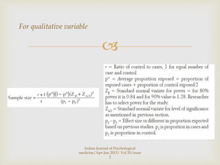 How to calculate sample size for different study | PPT