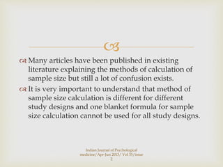 How to calculate sample size for different study | PPTX