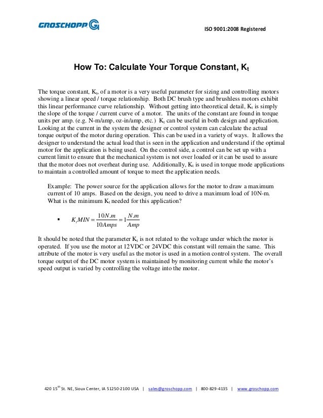 How to calculate your torque constant kt