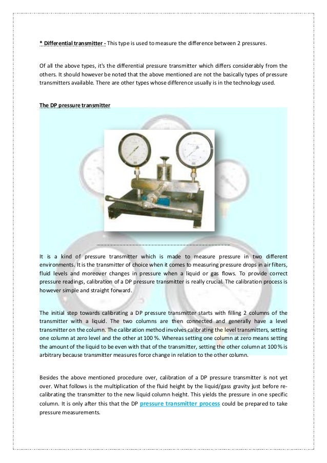 How to calibrate a dp pressure transmitter