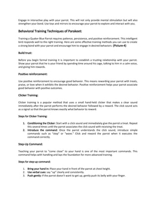 Parrot Method How to Calm Blue Quaker Parrot: Understanding the Behavior | DOCX
