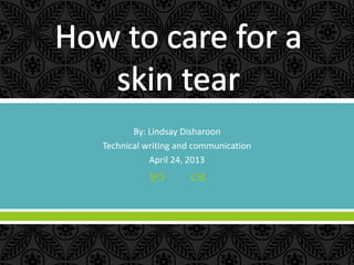  
By: Lindsay Disharoon
Technical writing and communication
April 24, 2013
 