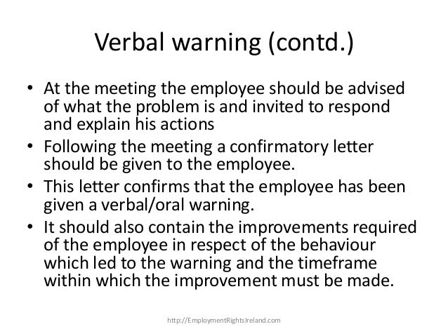 employee verbal warning letter
