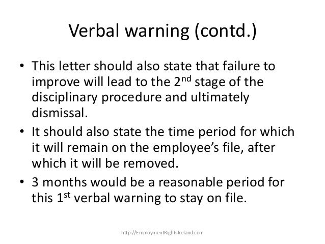 employee verbal warning letter