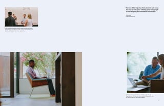 1716
In this centrally located Plaza Setting, people enjoy the more social
side of work. At ease with one another, people share their ideas and
have the confidence to help others shape theirs.
“Herman Miller helped us think about the verb versus
the noun of each space—thinking about what people
do and designing the environment around that.”
Chris Gorthy
Project Executive, DPR
Contractors, site superintendents, and other people who are
frequently out in the field now have a variety of settings where they
can meet and give each other project updates.
 