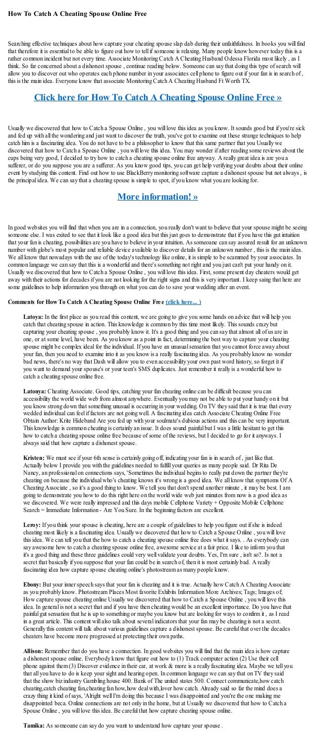 How to catch a cheating spouse online free