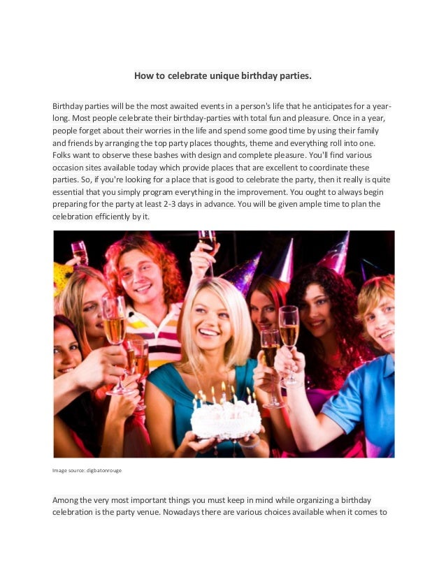 How to celebrate unique birthday partie with image