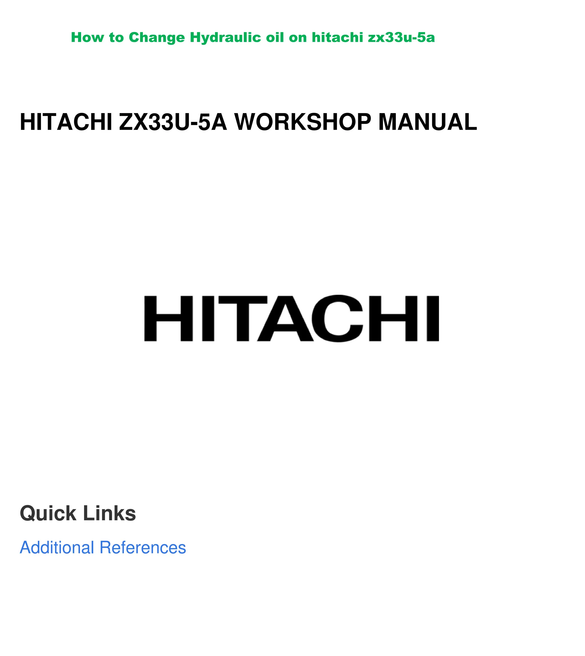 How to Change Hydraulic oil on hitachi zx33u-5a Manual | PDF