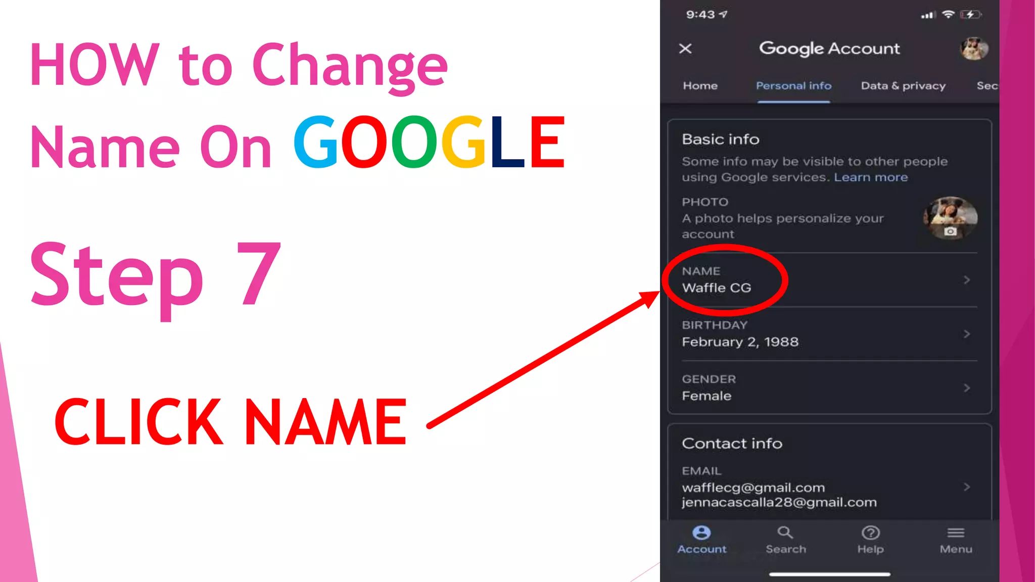 How to change name in google account | PPTX