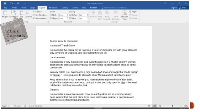How to change page layout in word for a single page - nsabeer