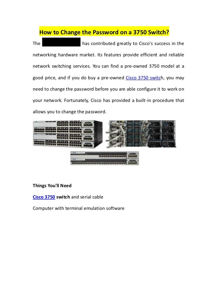 How to Change the Password on a 3750 Switch?