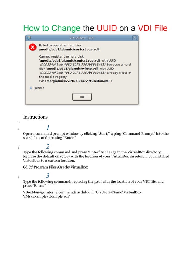 How to change the uuid on a vdi file | PDF | Computing | Technology ...