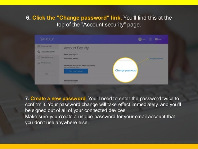 how to change yahoo mail password on laptop