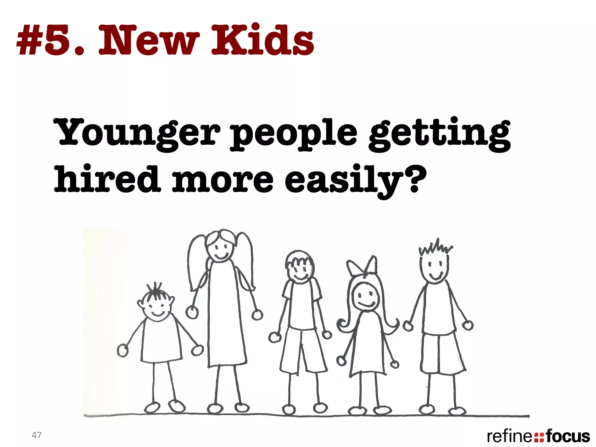 #5. New Kids 

         Younger people getting
         hired more easily? 




47	
  
 