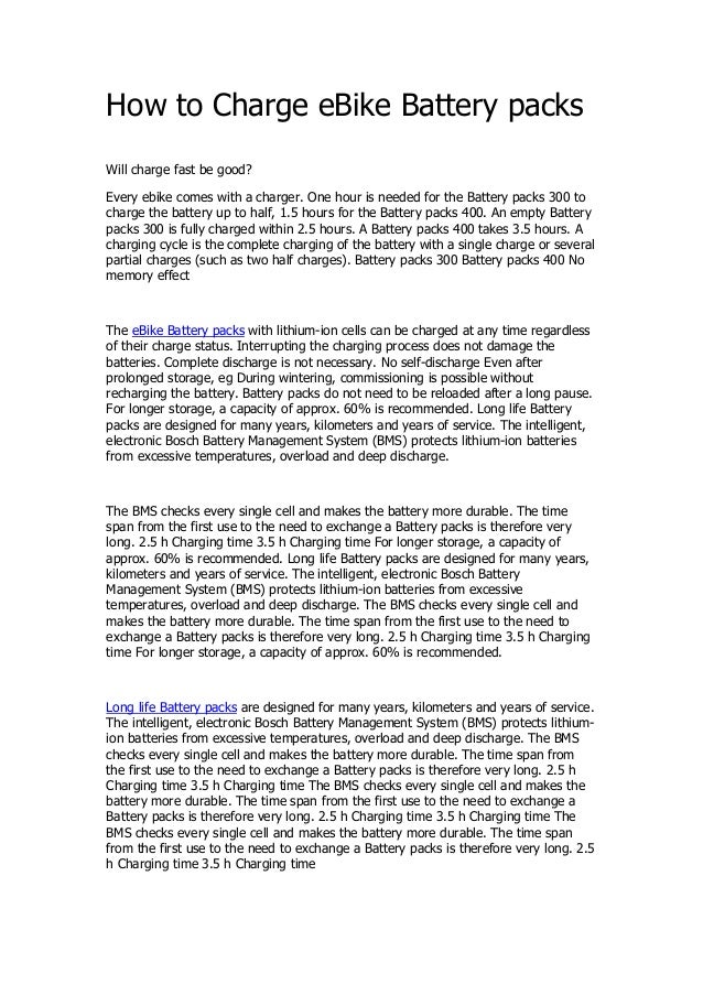 How to charge ebike battery pack