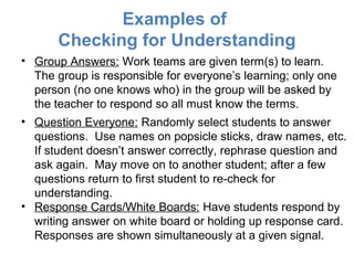 Example Individual Response Check Understanding How to check for understanding | PPT