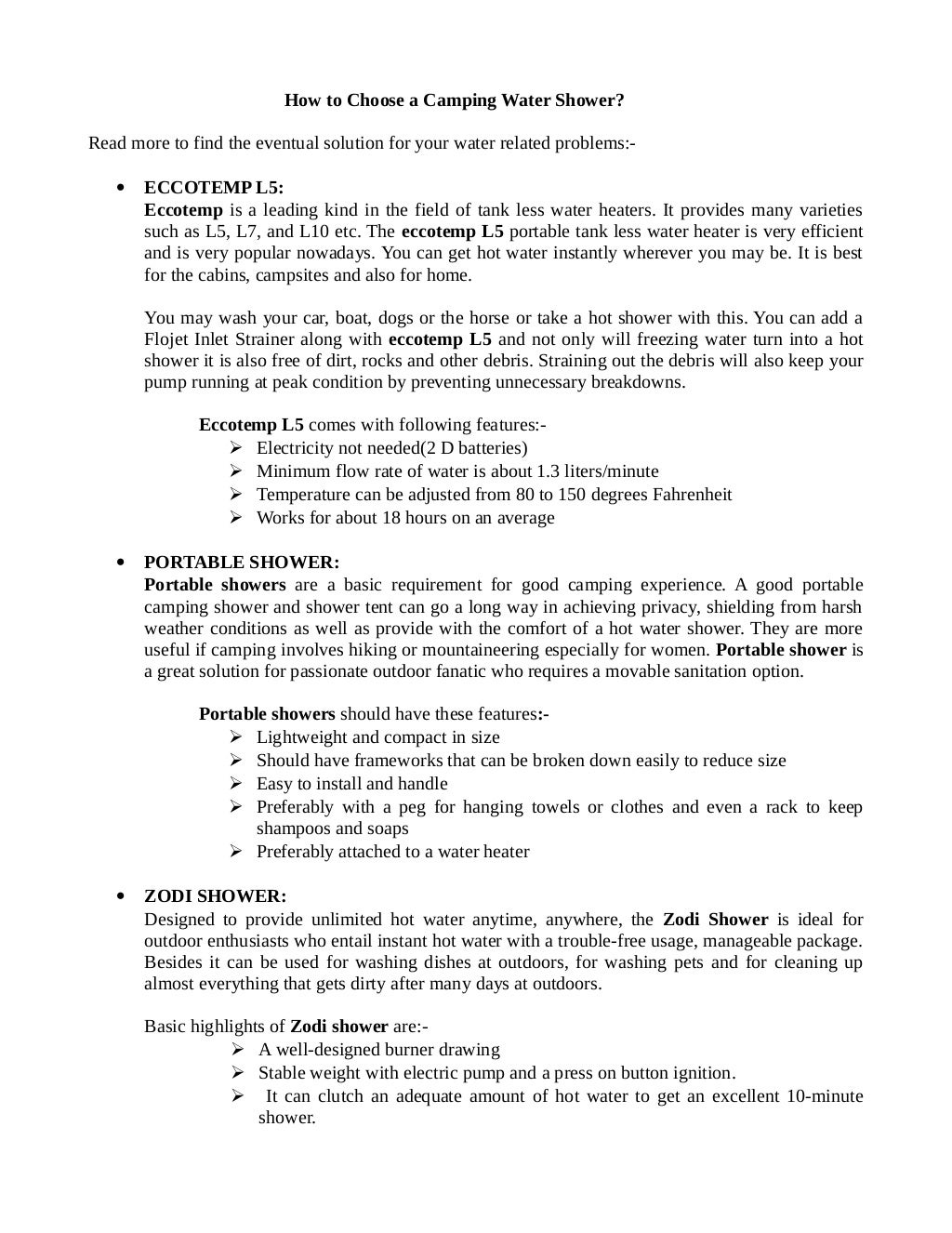 How to choose a camping water shower?