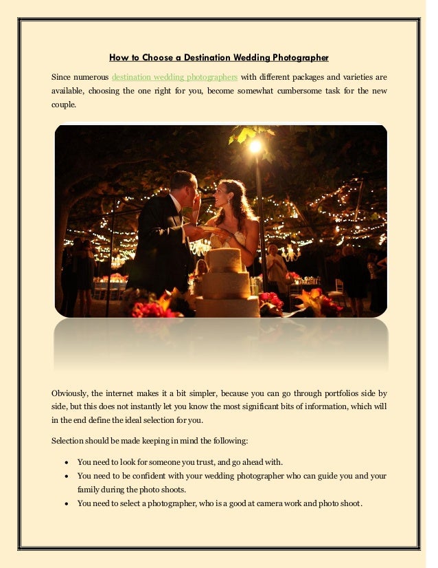 How To Choose A Destination Wedding Photographer