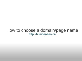 How to choose a domain/page name http://humber-seo.ca 