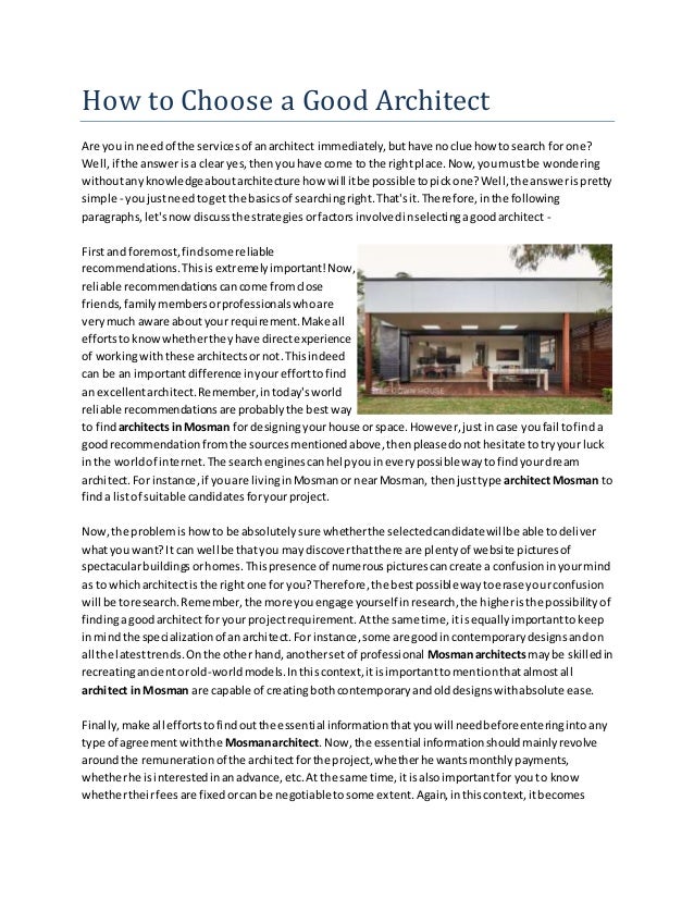 How to choose a good architect