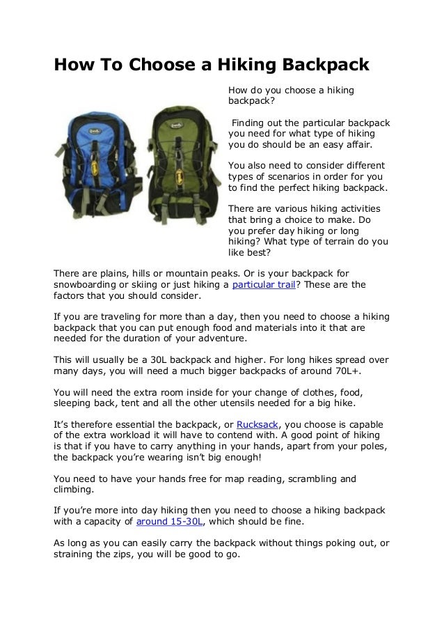 How to Choose a Hiking Backpack