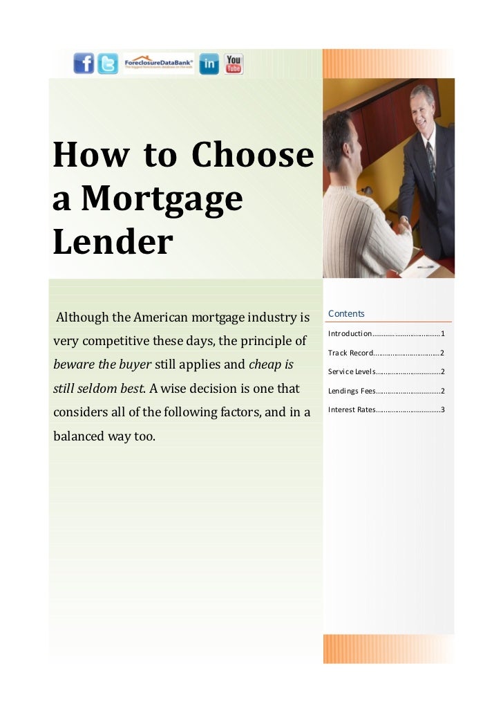 How To Choose A Mortgage Lender