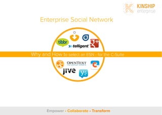 Enterprise Social Network

Why and How to select an ESN - for the C-Suite

Empower Collaborate

 