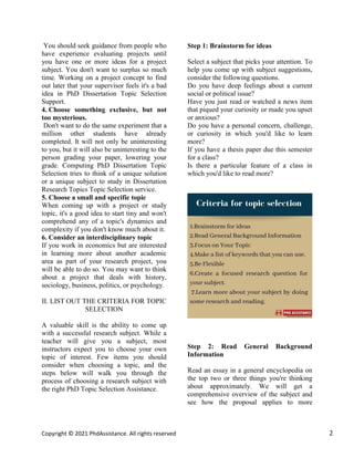 How to Choose a PhD Dissertation Topic For Economic Research? List out ...