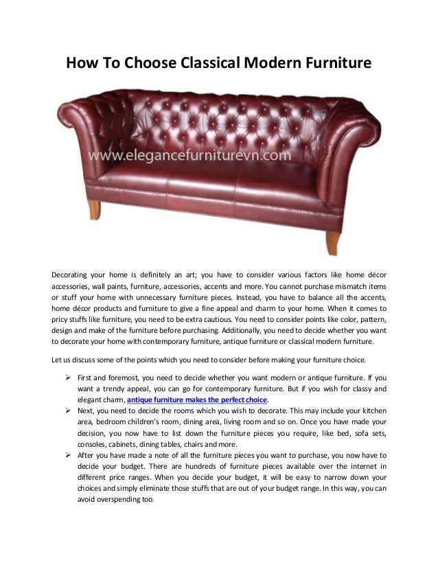 How To Select Classical Modern Furniture