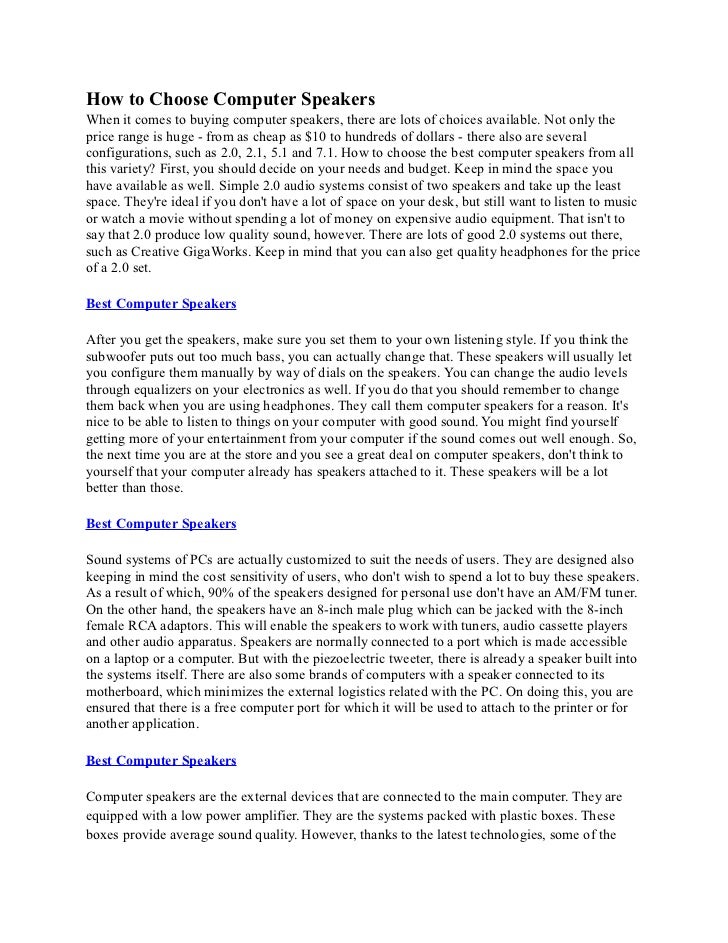 How to Choose Computer Speakers