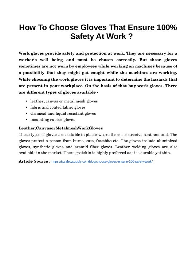 How to choose gloves that ensure 100 safety at work