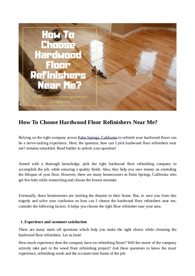 How To Choose Hardwood Floor Refinishers Near Me