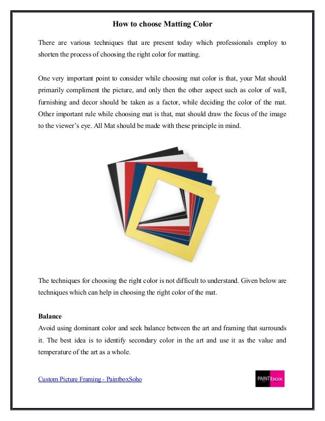 Mat Color While Framing Artwork