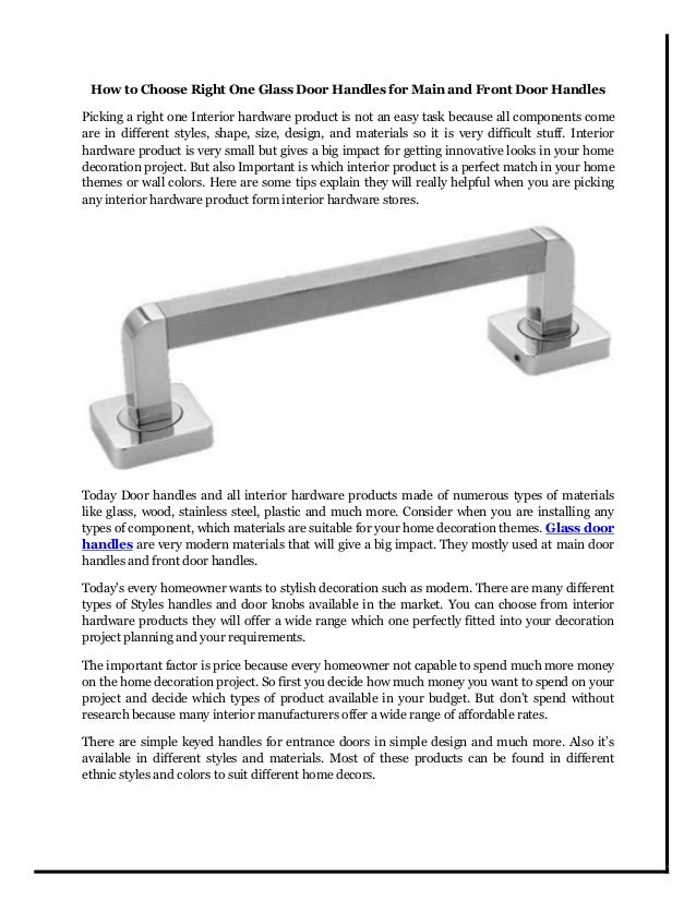How To Choose Right One Glass Door Handles For Main And