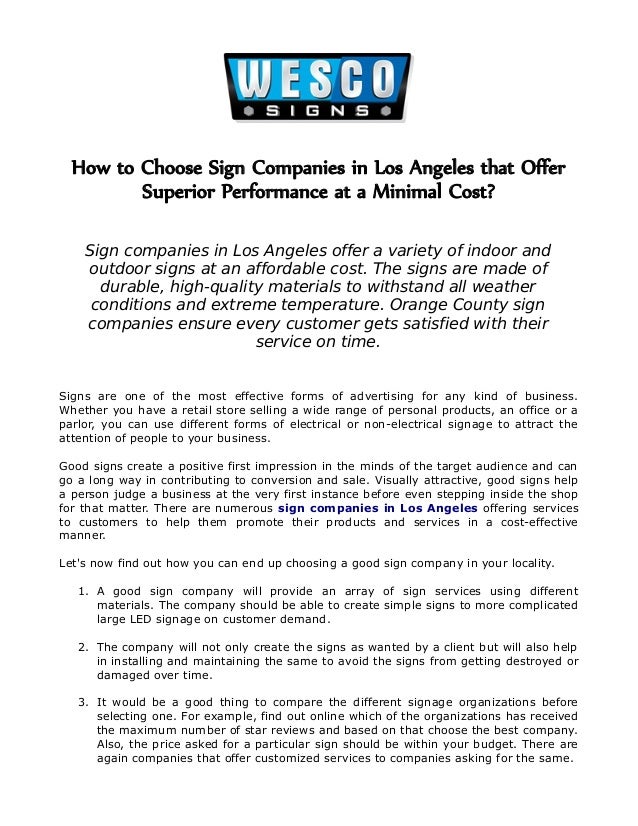 how to choose sign companies in los angeles that offer superior perfo
