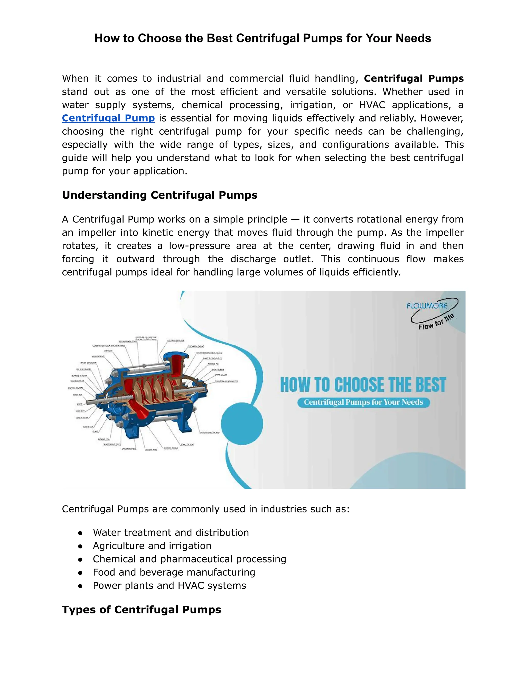 How to Choose the Best Centrifugal Pumps for Your Needs | PDF
