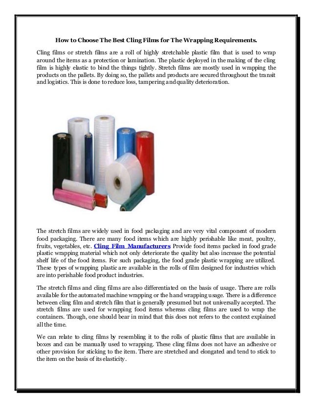 How to Choose The Best Cling Films for The Wrapping Requirements