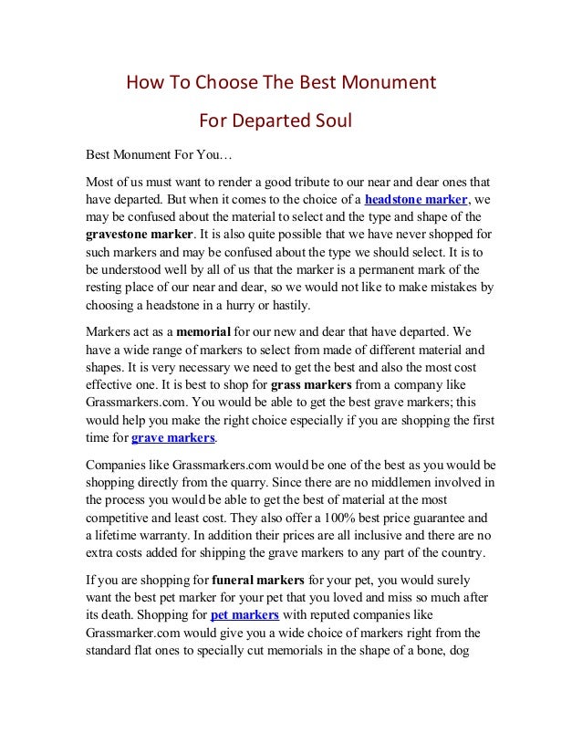 How to choose the best monument