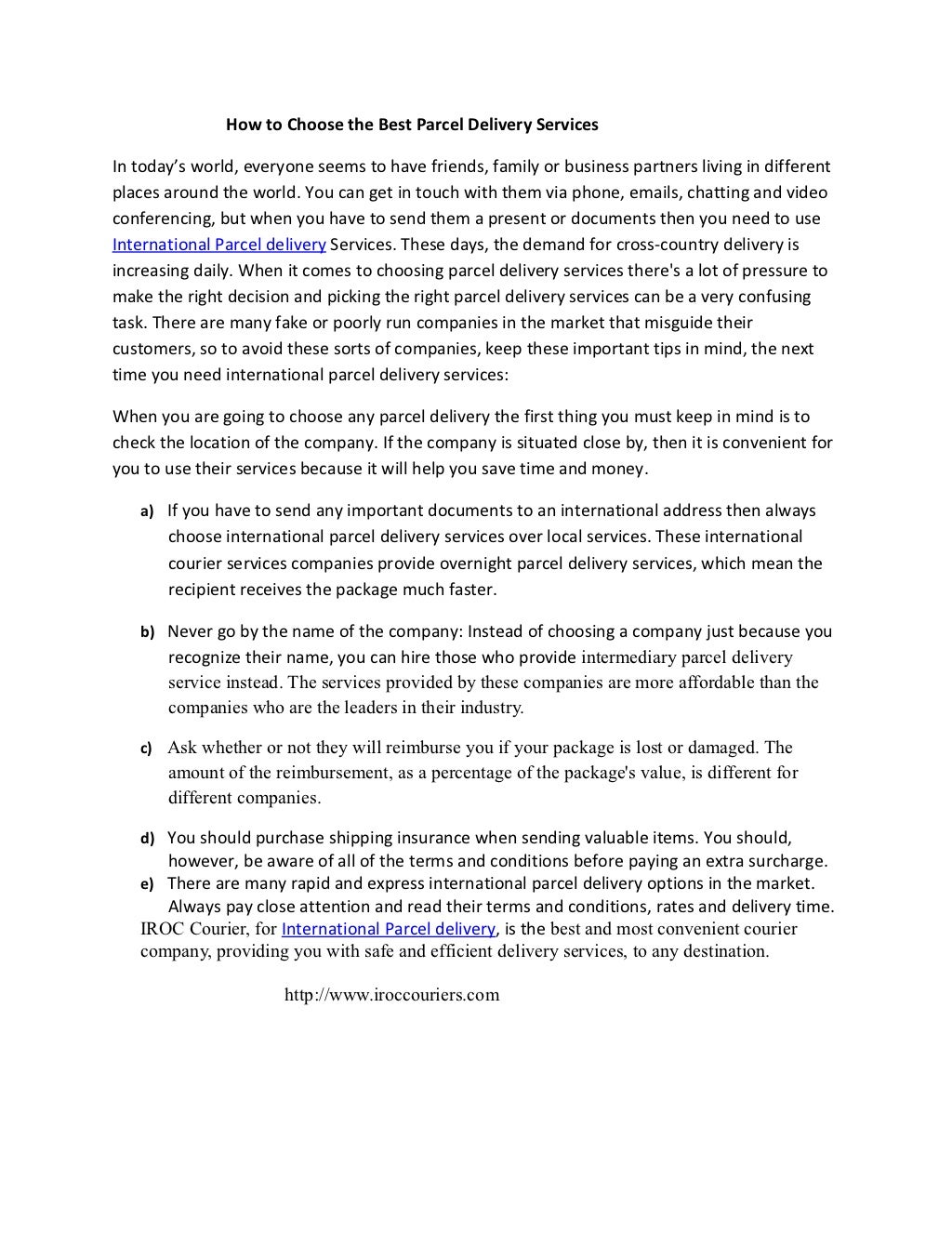 How to choose the best parcel delivery services