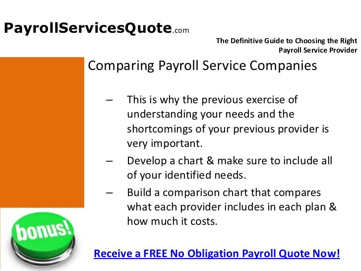Payroll Services Comparison Chart