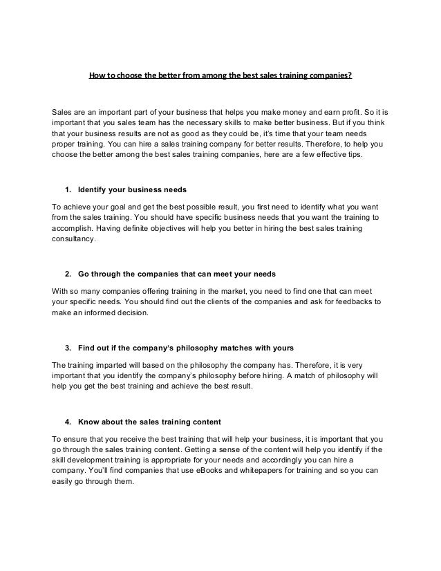 How To Choose The Better From Among The Best Sales Training Companies