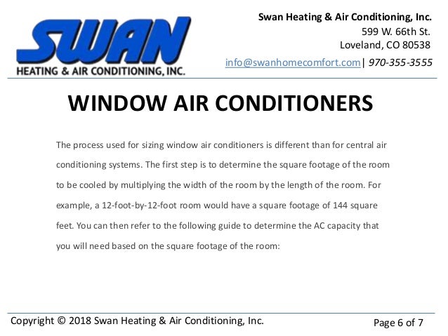 Central Air Conditioning Sizing Chart
