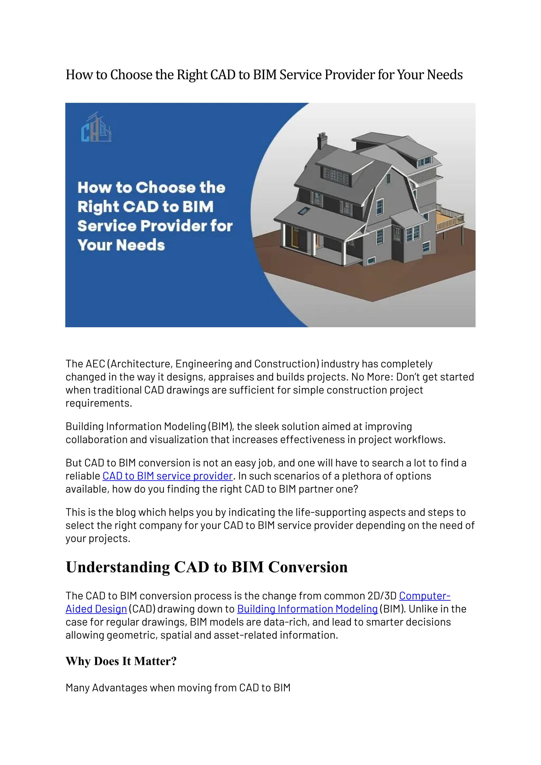 How to Choose the Right CAD to BIM Service Provider for Your Needs | PDF