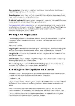 How to Choose the Right CAD to BIM Service Provider for Your Needs | PDF