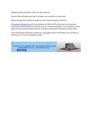 How to Choose the Right CAD to BIM Service Provider for Your Needs | PDF