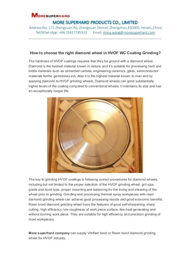 How to choose the right diamond wheel in hvof wc coating grinding