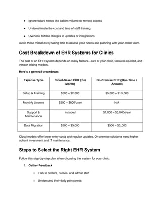 Find the Right EHR System for Your Healthcare Clinic | PDF