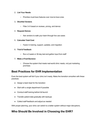 Find the Right EHR System for Your Healthcare Clinic | PDF