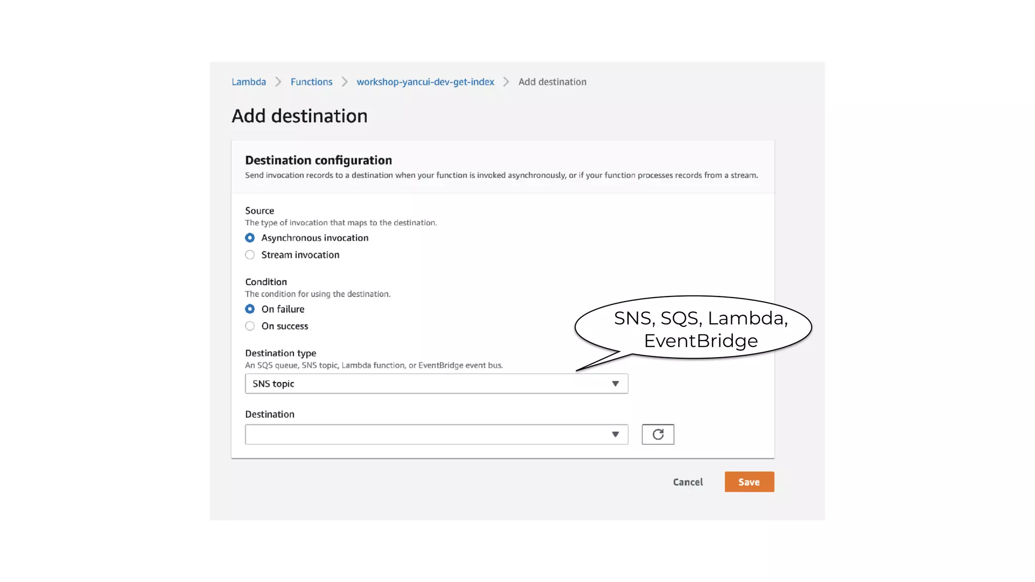 SNS, SQS, Lambda,
EventBridge
 