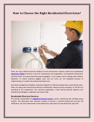 How to choose the right residential electrician